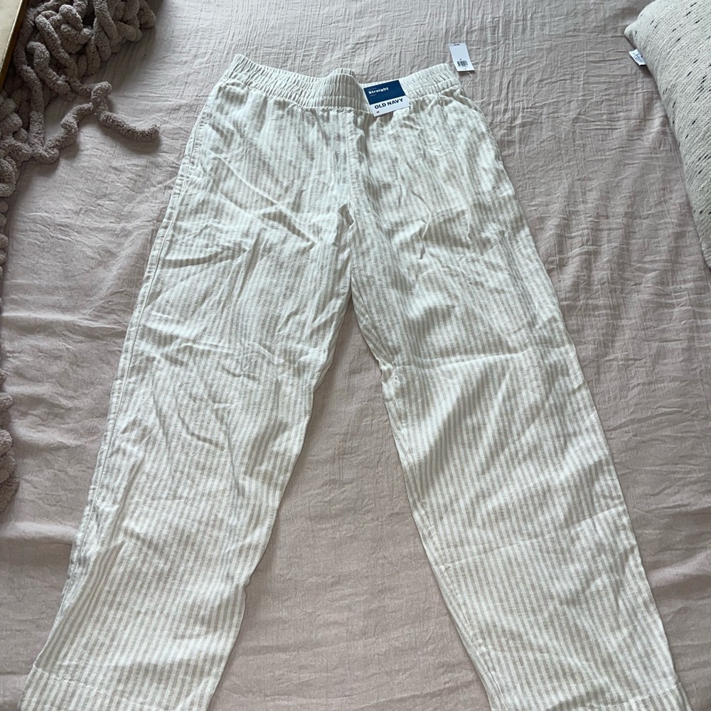 Brand New Women’s Striped Cream Linen Pants